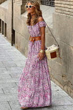 Load image into Gallery viewer, Pink Boho Paisley Print Off Shoulder Maxi Dress | Dresses/Floral Dresses
