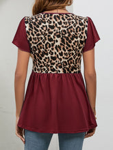 Load image into Gallery viewer, Babydoll Top | Leopard Round Neck Flutter Sleeve Blouse
