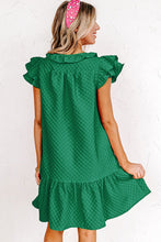 Load image into Gallery viewer, Ruffle Sleeve Dress | Green Flutter Sleeve Shift Dress
