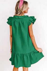 Ruffle Sleeve Dress | Green Flutter Sleeve Shift Dress