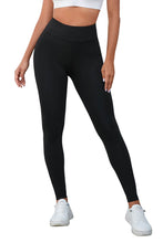 Load image into Gallery viewer, Black Criss Cross Tummy Control High Waist Leggings | Bottoms/Leggings
