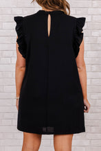 Load image into Gallery viewer, Ruffled Black Dress | Black Keyhole Back Plus Shift
