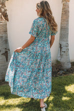 Load image into Gallery viewer, Sky Blue Paisley Print Boho Holiday Ruffle Tiered Maxi Dress | Dresses/Maxi Dresses
