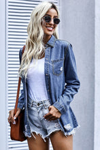 Load image into Gallery viewer, Blue Ripped Denim Jacket | Outerwear/Denim jackets
