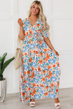 Load image into Gallery viewer, Sky Blue Floral Print Wrap Belted Maxi Dress | Dresses/Maxi Dresses
