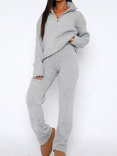 Load image into Gallery viewer, Quarter Zip Long Sleeve Top Pants Set
