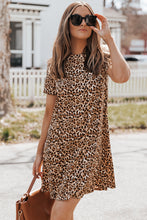 Load image into Gallery viewer, Leopard Print Short Sleeve A-line Mini Dress
