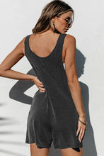 Load image into Gallery viewer, Dark Grey Striped Print Knotted Straps Pocketed Romper | Bottoms/Jumpsuits &amp; Rompers
