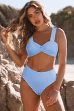 Load image into Gallery viewer, Sky Blue 2pcs Textured Twist Bikini Swimsuit | Swimwear/Bikinis
