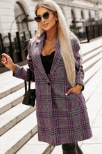 Load image into Gallery viewer, Pink Plaid Lapel Collar One Button Midi Coat | Outerwear/Coats
