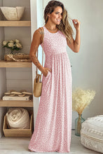 Load image into Gallery viewer, Pink Leopard Print Pocketed Sleeveless Maxi Dress | Dresses/Maxi Dresses
