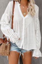 Load image into Gallery viewer, White Rekindle Eyelet Button Up Top
