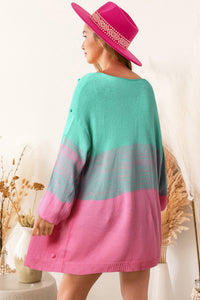 Rose Pompom Color Block Open Front Cardigan | Tops/Sweaters & Cardigans