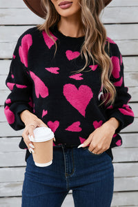 Angel Wings Heart Contrast Sweater