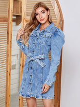 Load image into Gallery viewer, Denim Dress | Button Up Collar Neck
