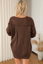 Load image into Gallery viewer, Brown Chunky Knit Lapel Collar Button up Cardigan
