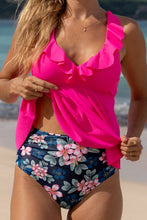 Load image into Gallery viewer, Crisscross Ruffled V-Neck Tankini Set
