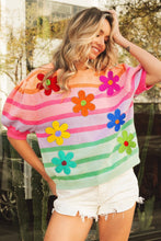 Load image into Gallery viewer, Puff Sleeve Sweater | Flower Patch Puff Sleeve Striped Sweater
