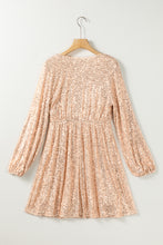 Load image into Gallery viewer, Sequin Dress | Apricot Wrapped V-neck Dress
