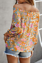 Load image into Gallery viewer, Blue Frilled Off Shoulder Floral Blouse | Tops/Blouses &amp; Shirts
