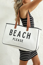 Load image into Gallery viewer, White BEACH PLEASE Print Large Canvas Tote Bag | Shoes &amp; Bags/Handbags
