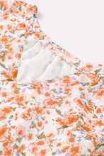 Load image into Gallery viewer, Orange Floral Print V Neck Long Puff Sleeve Top | Tops/Blouses &amp; Shirts
