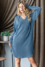 Load image into Gallery viewer, Hooded Dress | Ribbed Long Sleeve Dress
