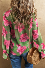 Load image into Gallery viewer, Womens Blouse | Green Floral Print Pleated Detail Puff Sleeve Shirt | Tops/Blouses &amp; Shirts
