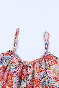 Multicolor Spaghetti Straps Floral Print Sleeveless Top | Tops/Tank Tops