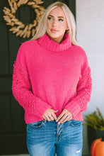 Load image into Gallery viewer, Pink Ribbed Turtleneck Fuzzy Sleeve Knit Sweater | Tops/Sweaters &amp; Cardigans
