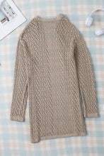 Load image into Gallery viewer, Open Front Cardigan | Smoke Gray Pointelle Knit Sweater
