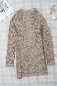 Open Front Cardigan | Smoke Gray Pointelle Knit Sweater