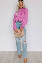 Load image into Gallery viewer, Pink Striking Pleated Flared Cuff Long Sleeve Blouse | Tops/Blouses &amp; Shirts
