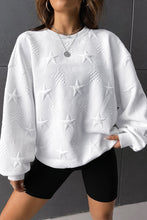 Load image into Gallery viewer, White Star Sweatshirt |  Embossed Drop Shoulder Sweatshirt
