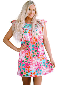 Multicolor Ruffle Short Sleeve Floral Babydoll Dress | Dresses/Floral Dresses