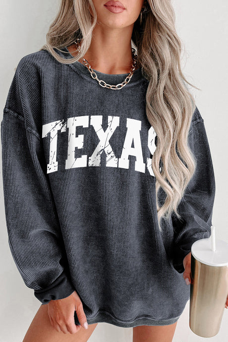 Gray TEXAS Graphic Corded Pullover Sweatshirt | Graphic/Graphic Sweatshirts