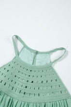 Load image into Gallery viewer, Halter Tank Top | Mist Green Crochet Splicing Halter Blouse
