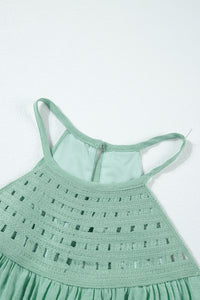 Halter Tank Top | Mist Green Crochet Splicing Halter Blouse