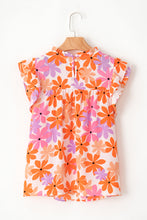 Load image into Gallery viewer, Orange Ruffled Sleeve Smocked Floral Top | Tops/Blouses &amp; Shirts
