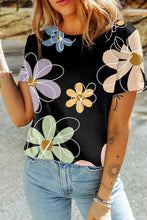 Load image into Gallery viewer, Womens Floral TShirt | Flower Round Neck Short Sleeve T-Shirt | Top
