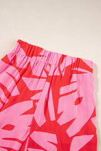 Load image into Gallery viewer, Strawberry Pink Abstract Printed Ruffled Top Wide Leg Pants Set
