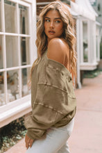 Load image into Gallery viewer, Oversized Sweatshirt | Khaki Exposed Seam Twist Open Back
