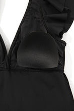 Load image into Gallery viewer, Black Sexy V Neck Ruffle Sleeve Tankini Top | Swimwear/Swim Tops
