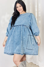 Load image into Gallery viewer, Denim Babydoll Dress | Oversized Mini Dress
