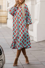 Load image into Gallery viewer, Shirt Dress | Sky Blue Western Geometric Print Split Buttoned
