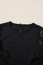 Load image into Gallery viewer, Half Sleeve Blouse | Black Contrast Applique Mesh Top
