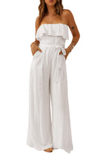 Load image into Gallery viewer, White Ruffled Bandeau Wide Leg Jumpsuit | Bottoms/Jumpsuits &amp; Rompers
