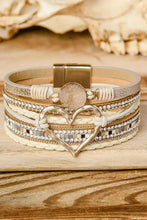 Load image into Gallery viewer, Beige Bohemian Heart Rhinestone Magnetic Buckle Bracelet | Accessories/Jewelry
