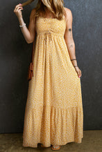 Load image into Gallery viewer, Yellow Frilly Smocked High Waist Floral Maxi Dress | Dresses/Maxi Dresses
