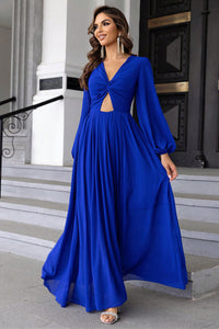 Formal Gown | Twist Front Cutout Long Sleeve Dress